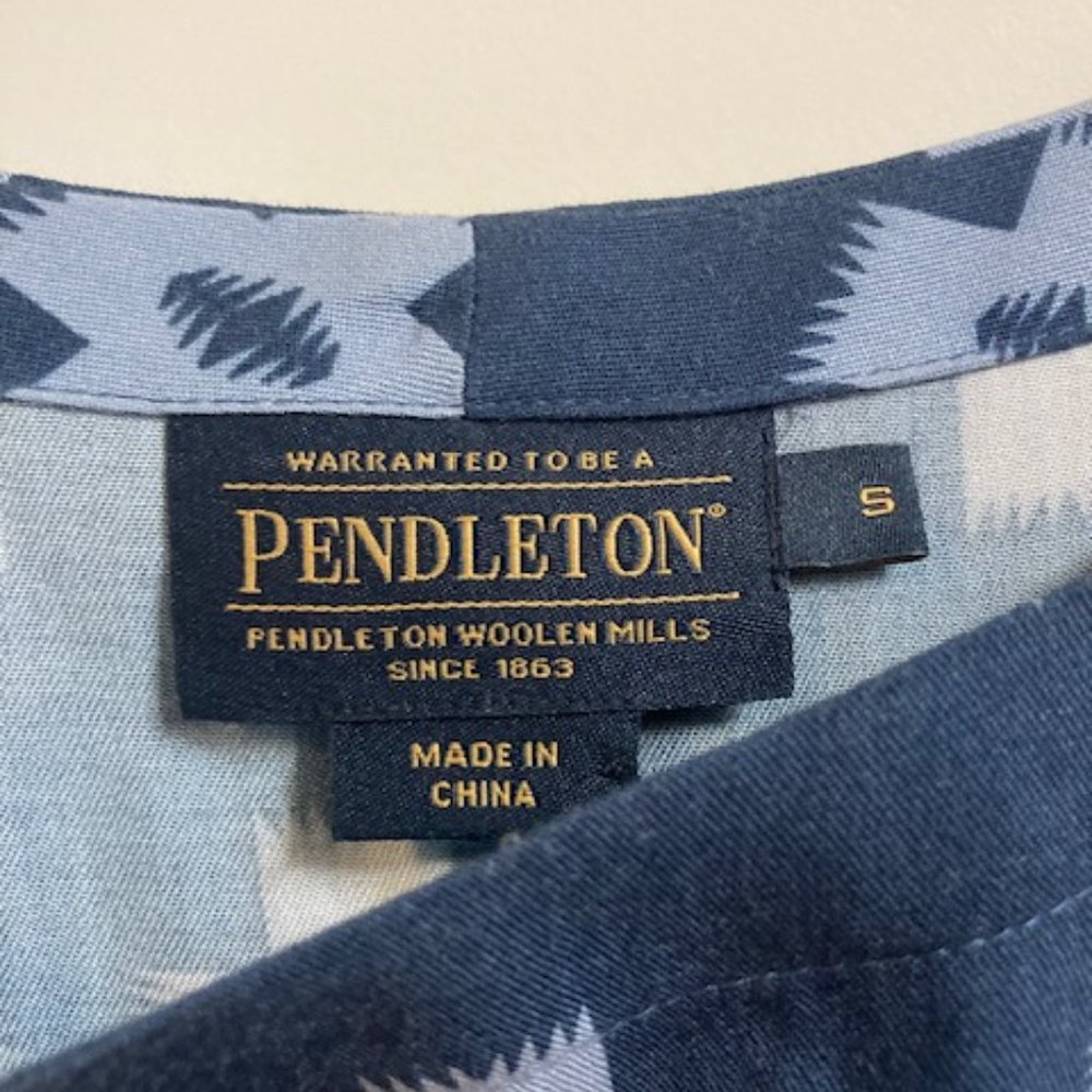 Pendleton Blue Patterned Midi Length Cotton Dress… - image 2